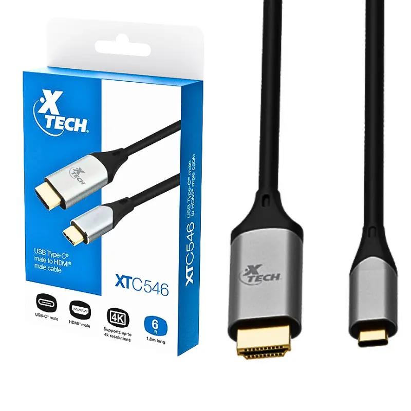 CABLE CONVERIDOR TIPO C A HDMI XTECH / XTC546 / 4K / 1.8M/ BLACK