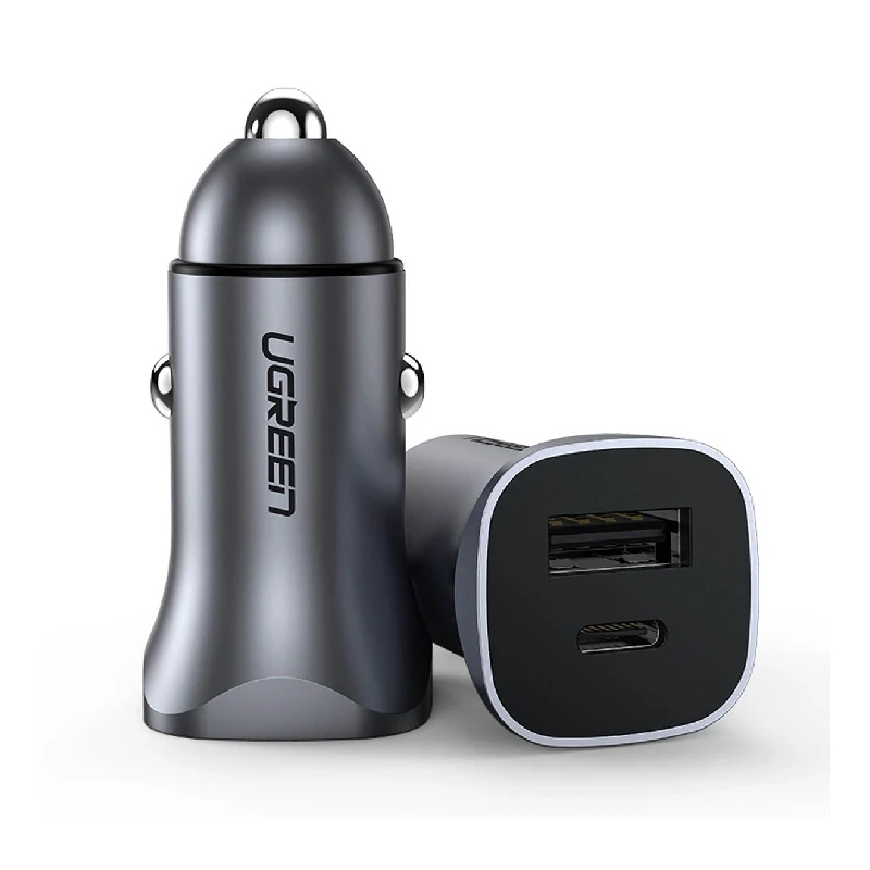 UGREEN, Cargador Para Carro 2 puertos de Carga, PD 20W USB-C y QC 18W USB-A