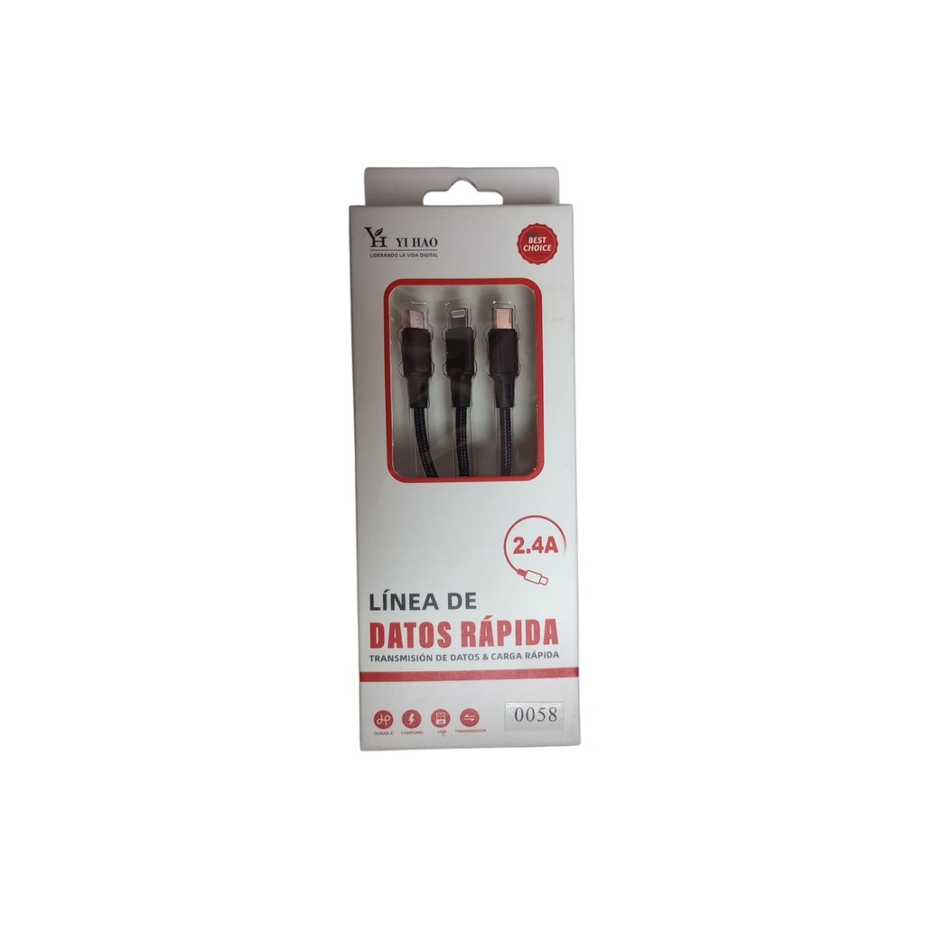 Yi Hao Cable para Carga rapida, multiples entradas 2.4A 0058