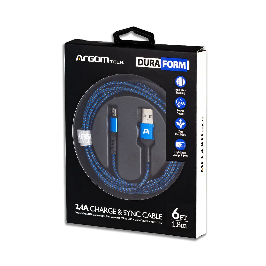 Argom Cable Micro USB  a 2.0 trenzado azul 1.8m (ARG-CB-0021BL)