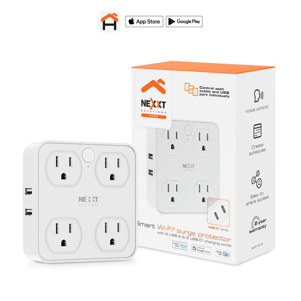 Nexxt smart toma corriente /2 usb-c 2 usb-a 4 outlets  