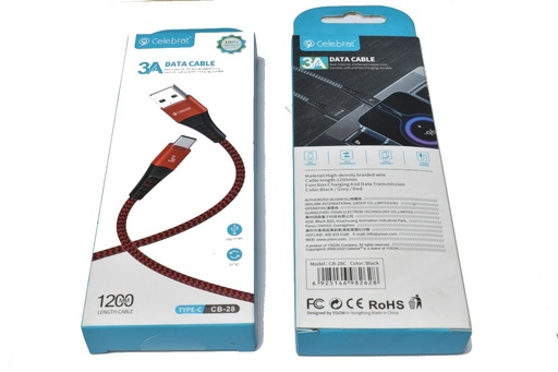 Celebrat data cable 3A/tipo C/1200mm