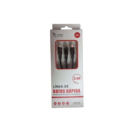 Yi Hao Cable para Carga rapida, multiples entradas 2.4A 0058