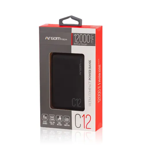 Argom Power bank C12 12000mAh ARG-PB-1138BK