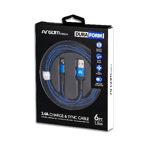 Argom Cable Micro USB  a 2.0 trenzado azul 1.8m (ARG-CB-0021BL)