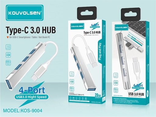 Kouvolsen Tipo C - 4 puerto USB 3.0 Hub