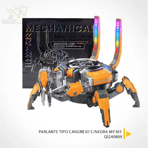 Bocina/Parlante, Tipo Cangrejo,Bluetooth Speakers, Mechanical Crab Bluetooth Speaker, Portable Speakers with Multicolor LED, Bluetooth 5.0, 10W Stereo Sound, Deep Bass.